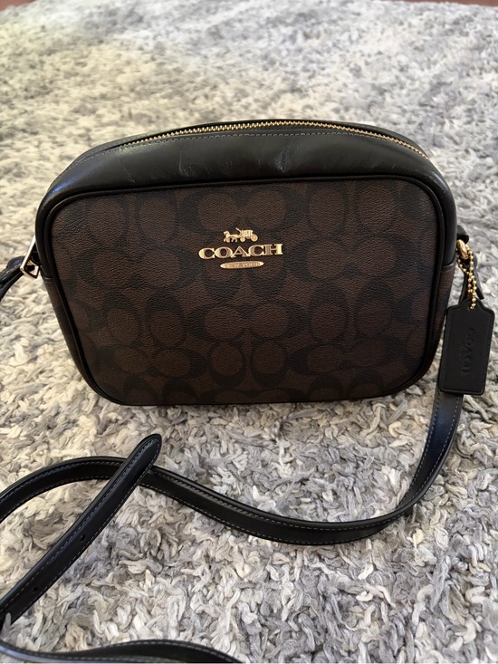 Coach Handbags - Coach Jamie Camera Crossbody Bag Signature Canvas Leather Black Walnut CR135